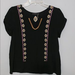Black shirt with tribal pattern